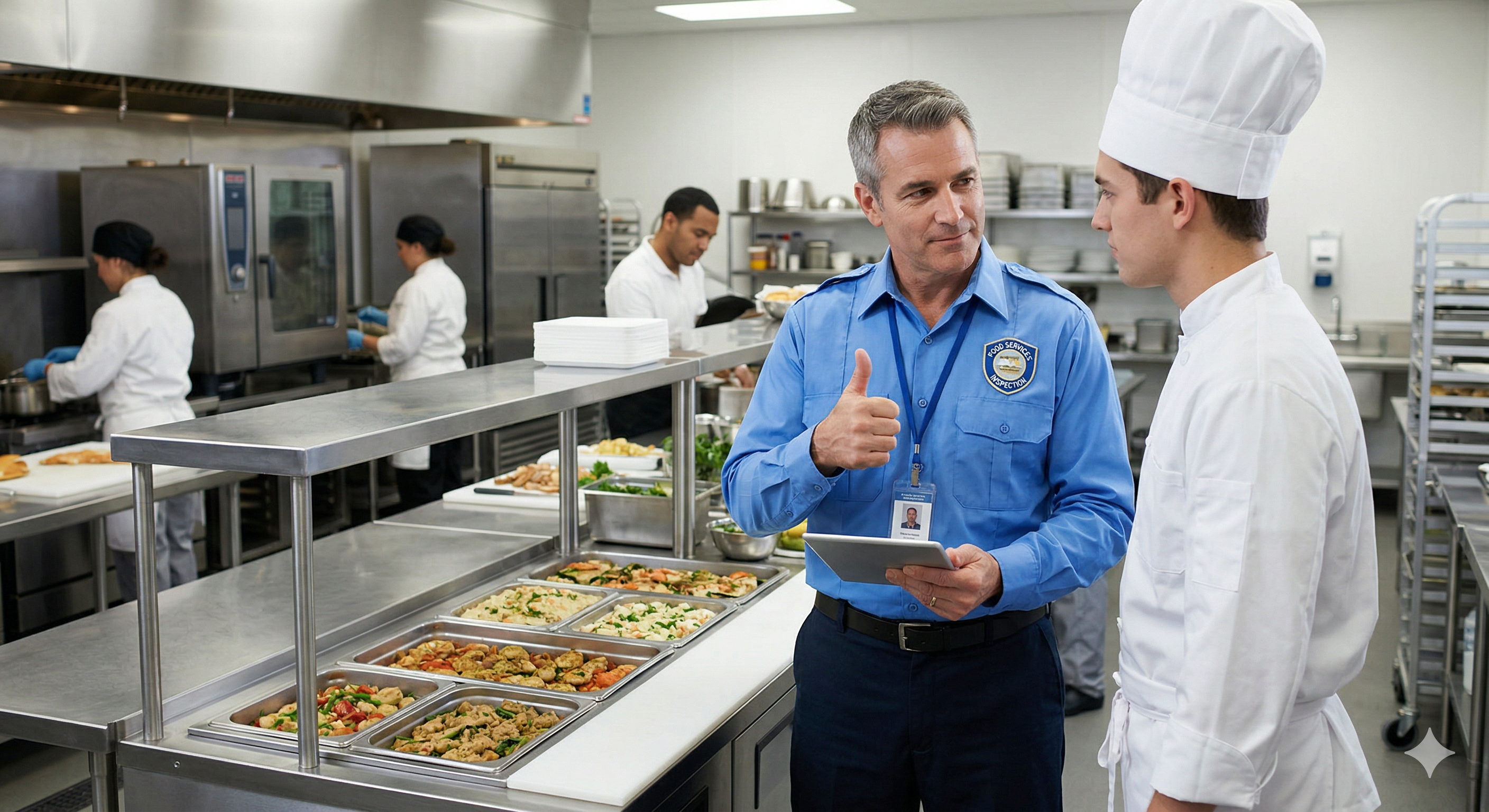 Inspector dando visto bueno en cocina